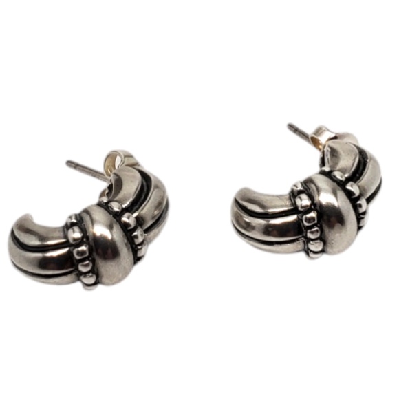 James Avery Sterling Silver Beaded Huggie Hoop Earrings #20523